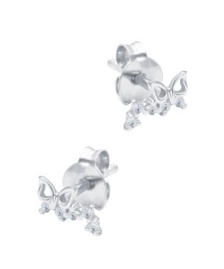 Butterfly Shaped CZ Silver Stud Earring STS-6662